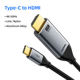 Premium USB Type C to HDMI Cable, Gold Plated, Support AUDIO-VIDEO 4K/60HZ, Transmission Rate: 18Gbps, Shell: Aluminum +TPE, Jacket: Black Braided, OD: 4.5mm, RoHS , SKU- CT-C160-PU31-CMHD2-S3
